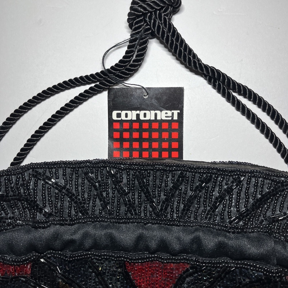Beaded Bucket Bag Purse Hobo Multi Color Beads Chevron Coroner Brand NWT - Picture 5 of 14